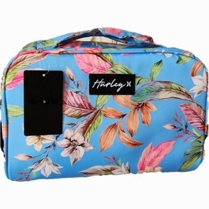 NWT ❗️ Hurley bright multicolor floral travel makeup bag with 2 top handles